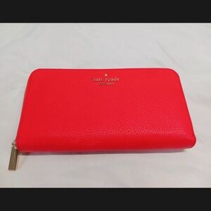 Kate Spade Leila Large CONTINENTAL Wallet Clutch Leather Organizer in Geranium